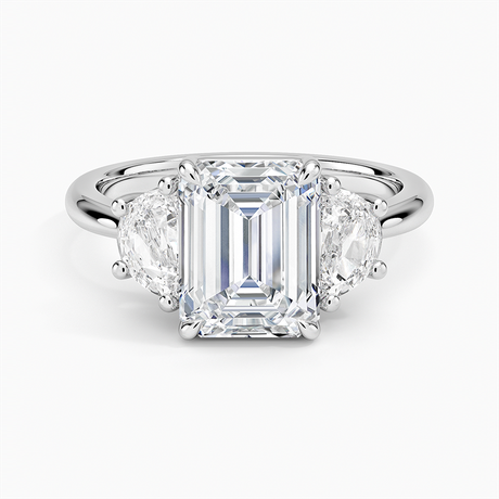 Half Moon Three Stone Diamond Ring