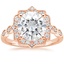 14K Rose Gold Cadenza Halo Diamond Ring, smalltop view