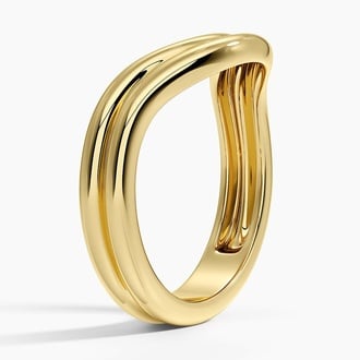 Sculptural Double Band Contoured Wedding Ring