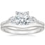 18K White Gold Adorned Opera Diamond Ring (1/2 ct. tw.) with Petite Curved Wedding Ring