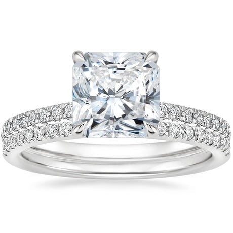 18K White Gold Petite Demi Diamond Ring with Ballad Diamond Ring