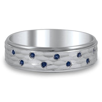 Custom Hammered Flush Sapphire Band