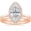 14K Rose Gold Vienna Diamond Ring with Petite Quattro Wedding Ring