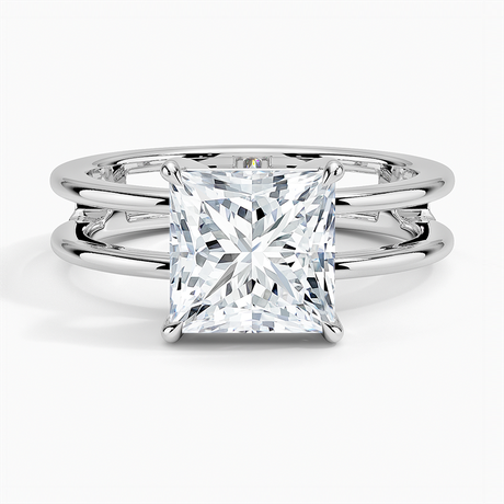 18K White Gold Aimee Open Double Band Solitaire Ring