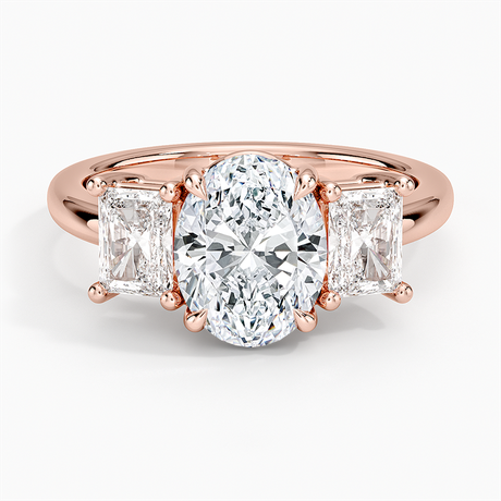 14K Rose Gold Luxe Helena Radiant-Cut Three Stone Diamond Ring