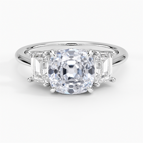 Luxe Embrace Three Stone Trapezoid Diamond Engagement Ring