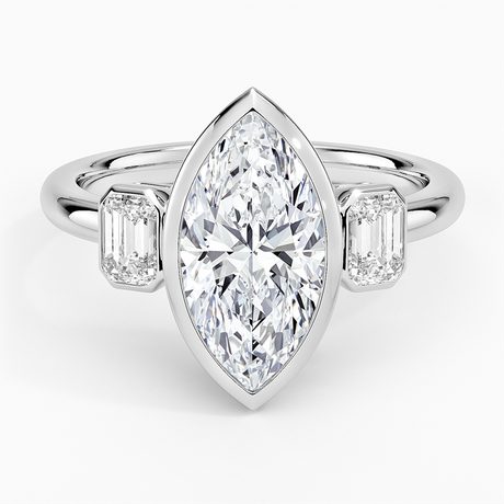 Platinum Rhiannon Bezel Three Stone Diamond Ring