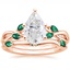 14KR Moissanite Willow Bridal Set With Lab Emerald Accents, smalltop view