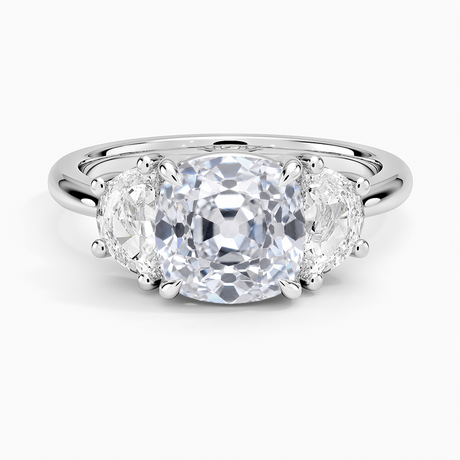 Half Moon Three Stone Diamond Ring