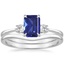 18K White Gold Selene Diamond Ring (1/10 ct. tw.) with Petite Curved Wedding Ring