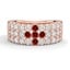 Custom Ruby and Diamond Triple Row Cross Ring