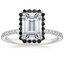 18K White Gold Waverly Halo Diamond Ring with Black Diamond Accents, smalltop view