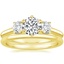 18K Yellow Gold Three Stone Catalina Diamond Ring (1/2 ct. tw.) with Petite Comfort Fit Wedding Ring