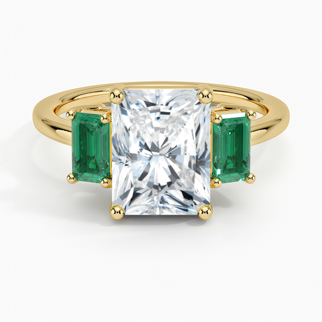 Luxe Rhiannon Three Stone Lab Emerald Ring