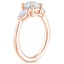 14K Rose Gold Opera Three Stone Diamond Ring, smallside view