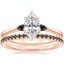 14K Rose Gold Aria Ring with Black Diamond Accents with Luxe Ballad Black Diamond Ring (1/4 ct. tw.)