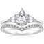 18K White Gold Bullet Shape Three Stone Diamond Ring with Flair Diamond Ring (1/6 ct. tw.)