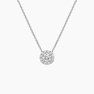 Diamond Halo Pendant in 18K White Gold