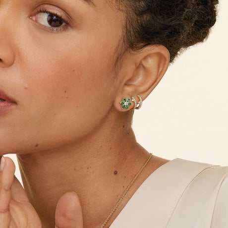 Logan Hollowell Flora Lab Emerald and Diamond Earrings