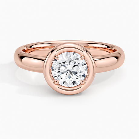 14K Rose Gold Andrea Bezel Prong Ring