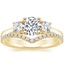 18K Yellow Gold Petite Three Stone Trellis Diamond Ring (1/3 ct. tw.) with Flair Diamond Ring (1/6 ct. tw.)