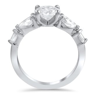 Custom Round and Pear-Shaped Three Stone Diamond Engagement Ring