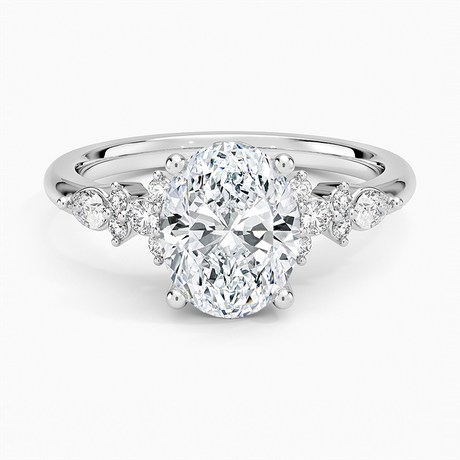 14K White Gold Rosette Diamond Ring