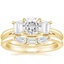 18K Yellow Gold Embrace Diamond Ring with Tapered Baguette Diamond Ring