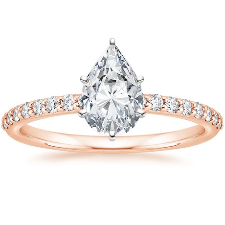 14K Rose Gold Six Prong Petite Shared Prong Diamond Bridal Set