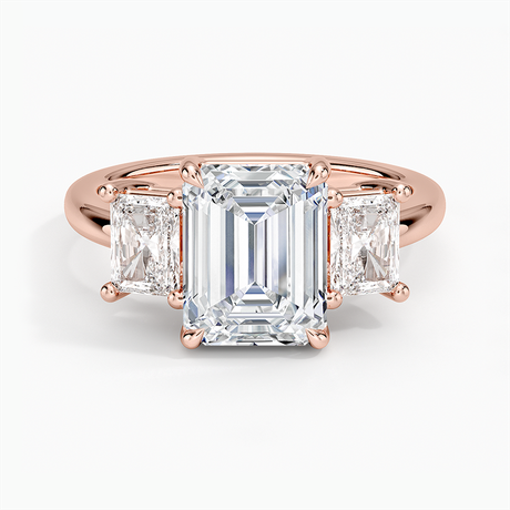 14K Rose Gold Luxe Helena Radiant-Cut Three Stone Diamond Ring