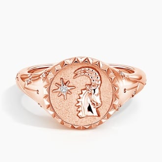 Capricorn Zodiac Diamond Signet Ring