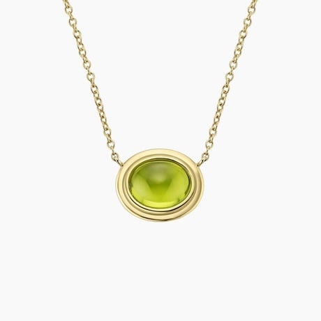 Double Bezel Cabochon Peridot Necklace
