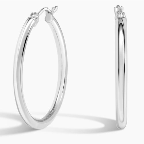 14K White Gold Moon Hoops, Diamond Cut Hoop Earrings, White Gold outlet Hoop Earrings, Small Moon Shaped Hoop Earrings,