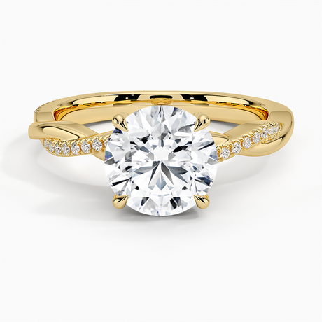 18K Yellow Gold Petite Twisted Vine Hidden Halo Pavé Diamond Ring