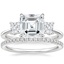 18K White Gold Princess Cut Three Stone Diamond Ring with Luxe Ballad Diamond Ring (1/4 ct. tw.)