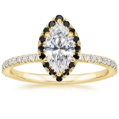 18K Yellow Gold Waverly Diamond Ring with Black Diamond Accents with Luxe Ballad Diamond Ring