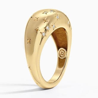 Leo Zodiac Constellation Diamond Dome Ring
