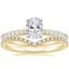 14K Yellow Gold Petite Shared Prong Diamond Ring (1/4 ct. tw.) with Flair Diamond Ring (1/6 ct. tw.)