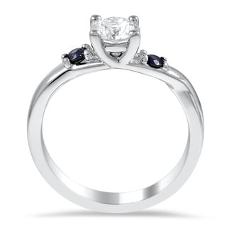 Custom Contemporary Trellis Diamond and Sapphire Ring