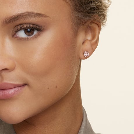 Solitaire Morganite Stud Earrings