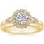 18K Yellow Gold Camillia Diamond Ring with Petite Comfort Fit Wedding Ring