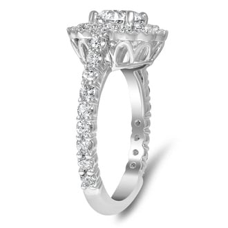 Custom Floral Halo Diamond Ring