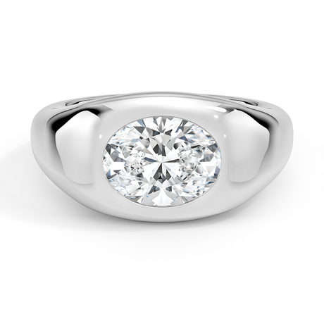 14K White Gold Sloane Flush Set Solitaire Dome Ring