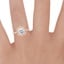 14K Rose Gold Reina Halo Diamond Ring, smallzoomed in top view on a hand