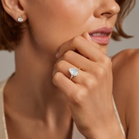 Camellia Milgrain Engagement Ring - Floral Diamond Ring