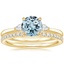 18KY Aquamarine Perfect Fit Three Stone Pear Diamond Ring with Luxe Ballad Diamond Ring, smalltop view