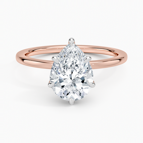 14K Rose Gold Platinum Adorned Mixed Metal Diamond Ring