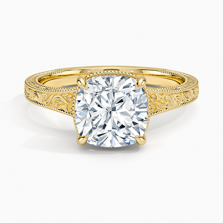 Tapered Elsie Engraved Solitaire Ring