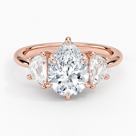 14K Rose Gold Half Moon Three Stone Diamond Ring (1/2 ct. tw.)