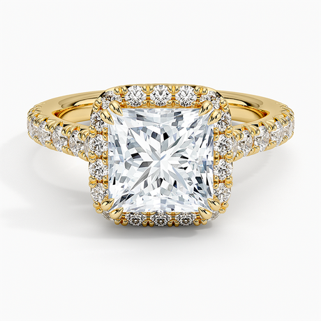18K Yellow Gold Sienna Halo Half Coverage Diamond Ring